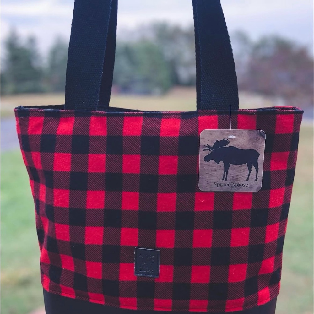 Red Plaid Tote Bag